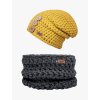 Dětský set háčkovaná čepice B nature gold a nákrčník dark (1)