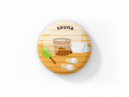 Sauna - magnetka-butonek
