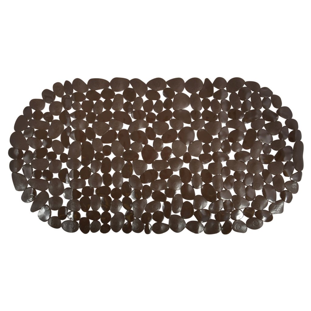 MSV oblázková podložka do vany GALETS, hnědé PVC, protiskluz, 35 x 68 cm