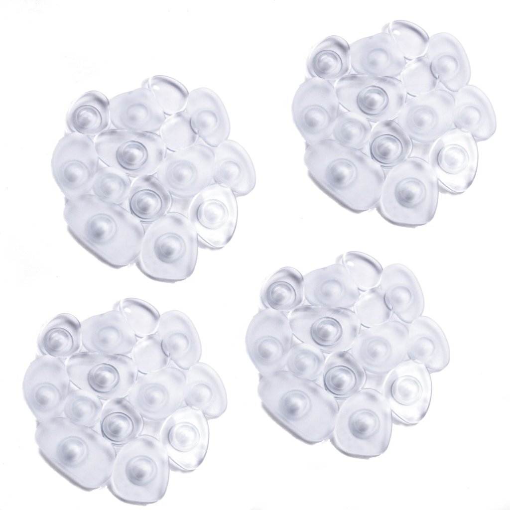 MSV sada 4 protiskluzových podložek GALETS, ve tvaru oblázků, průhledné PVC, 12 x 13 cm