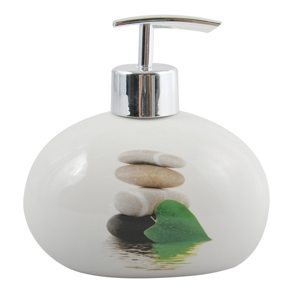 Bílý keramický MSV dávkovač mýdla JAVA Lingga s motivem