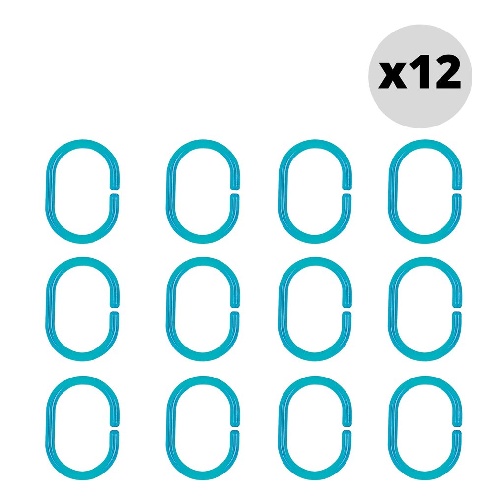 Spirella sada 12 ks kroužků na sprchové závěsy C-MINNOR světle modré
