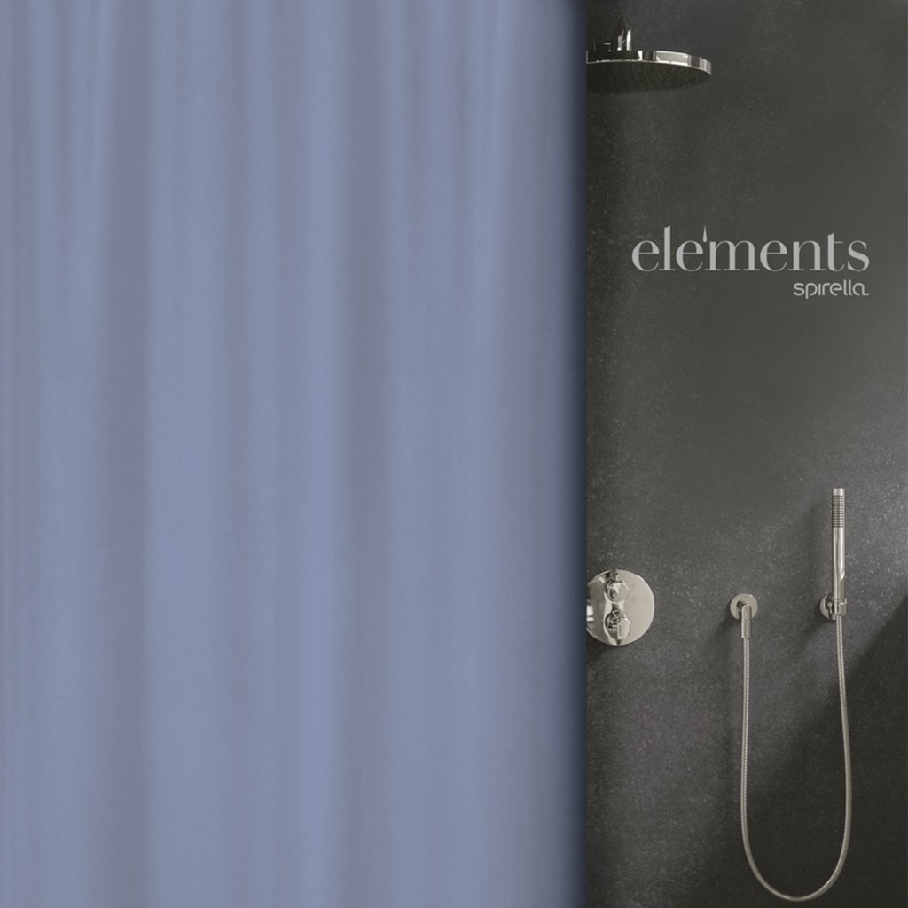 Modrý sprchový závěs Elements by Spirella, rozměr 180 x 200 cm, polyester