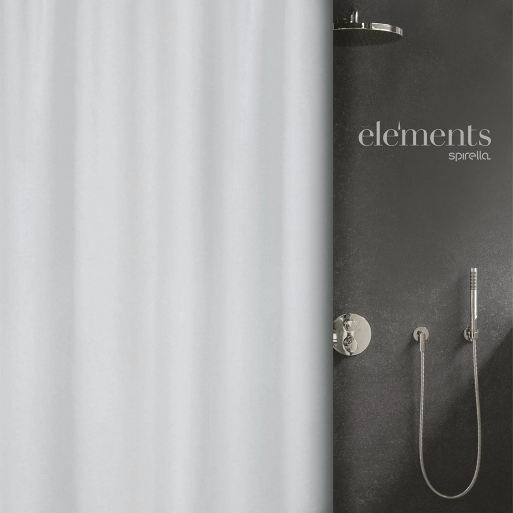 Bílý sprchový závěs od Elements by Spirella ze série PURE, polyester