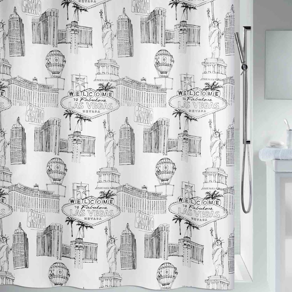 Spirella sprchový závěs VEGAS s motivem města v bílé barvě