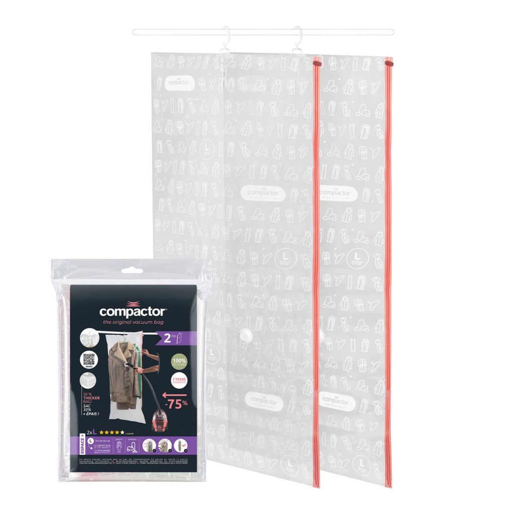 Sada 2 ks vakuových závěsných pytlů Compactor Espace L 70 x 145 cm