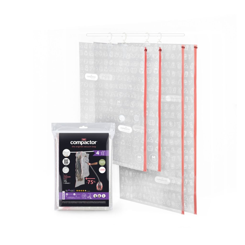 Produktové foto setu 4 ks vakuových úložných pytlů Espace 2x M a L