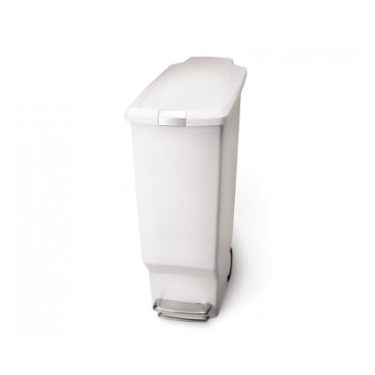 Pedálový odpadkový koš Simplehuman – 40 l, úzký, bílý plast, CW1362