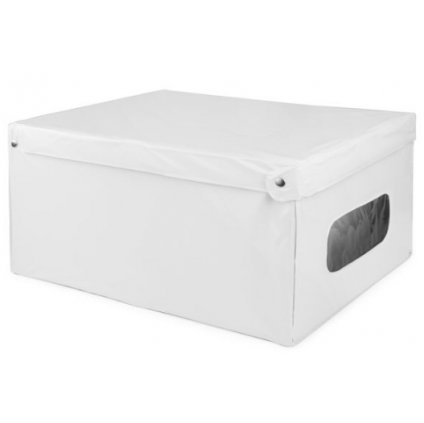 Skládací úložná krabice s víkem Compactor SMART  4, bílá PVC - 50 x 40 x 25 cm