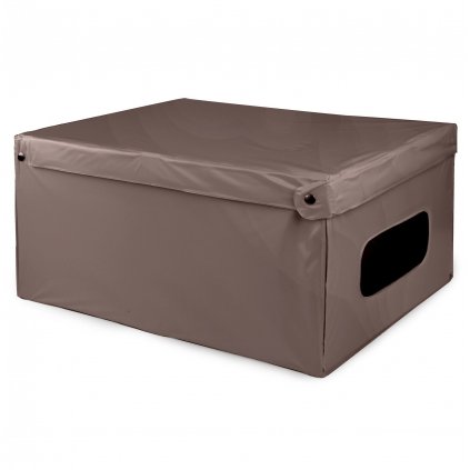Skládací úložná krabice s víkem Compactor SMART  4, taupe PVC - 50 x 40 x 25 cm