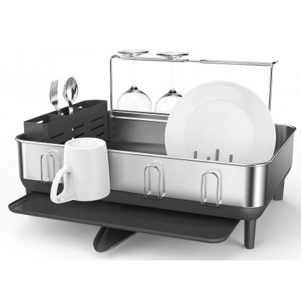 Odkapávač na nádobí  Simplehuman KT1181, šedý plast,nerez ocel