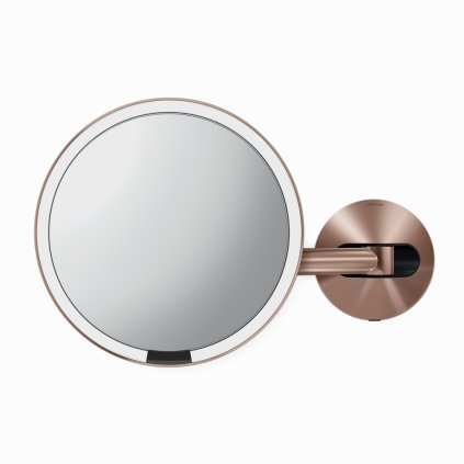 Kosmetické zrcátko na zeď Simplehuman, LED osvětlení, 5x, síťové, rose gold ocel