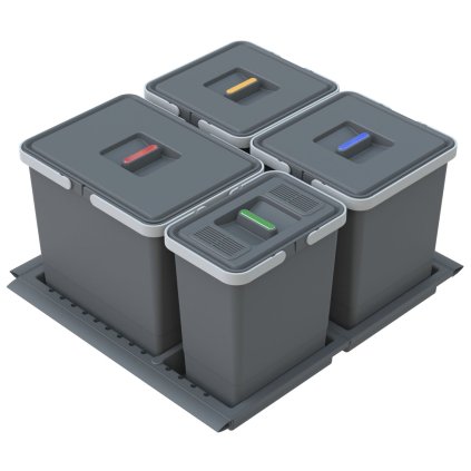 Vestavný odpadkový koš o objemu 15+10+10+6 L, výsuvný, Elletipi METROPOLIS PTC28 06050 2F