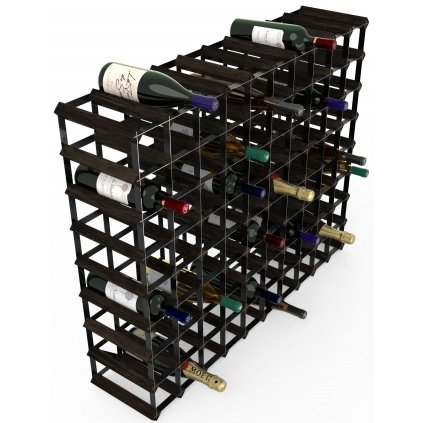 Stojan na víno na 90 lahví z černého jasanu a černé oceli