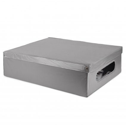 Skládací úložná kartonová krabice, šedá, potažená PVC, Compactor RAN6283