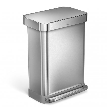 Pedálový odpadkový koš 55L obdélníkový ve stříbrné barvě Simplehuman