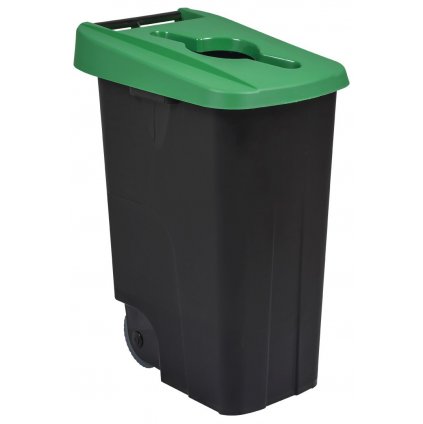 Koš na tříděný odpad, zelený, pojízdný, 85 L, Rossignol Movatri 56186