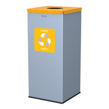 Koš na tříděný odpad Eko Square 60 l, žluté víko - plast