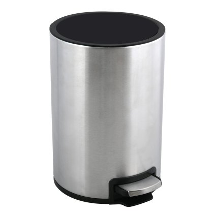 Pedálový odpadkový koš RIKU, kartáčovaná ocel, 5 L