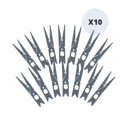 MSV kolíčky na prádlo, 10 ks, nerozbitné, šedé, plast