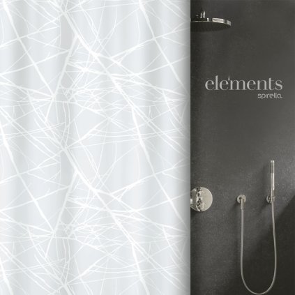 Elements by Spirella sprchový závěs FORES, bílo - šedý, polyester