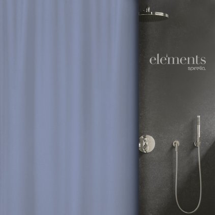 Modrý sprchový závěs Elements by Spirella, rozměr 180 x 200 cm, polyester