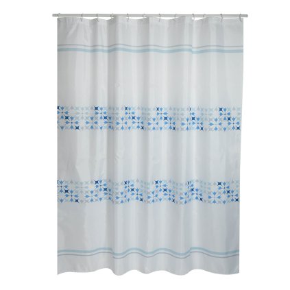 MSV sprchový závěs MALTA, motiv modrý, bílý, 180 x 200 cm
