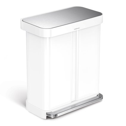 Simplehuman pedálový odpadkový koš na tříděný odpad DUAL bílý