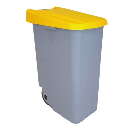 Denox odpadkový koš RECICLO na tříděný odpad 85 L, žluté víko s kolečky