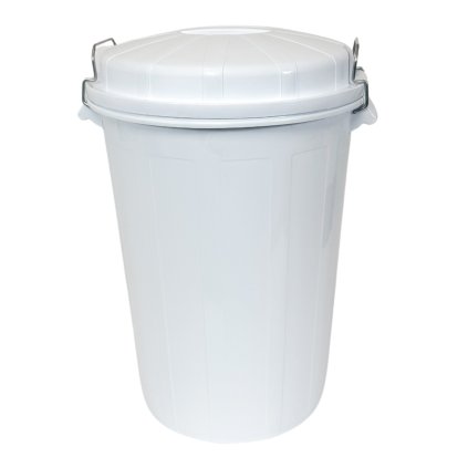 Bílá Denox odpadkový kontejner s víkem INDUSTRIAL, 95 L
