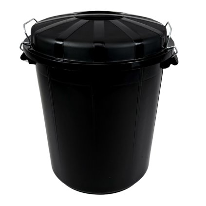 Černá Denox popelnice na odpad s víkem INDUSTRIAL, 70 L, bezpečnostní uzavírání