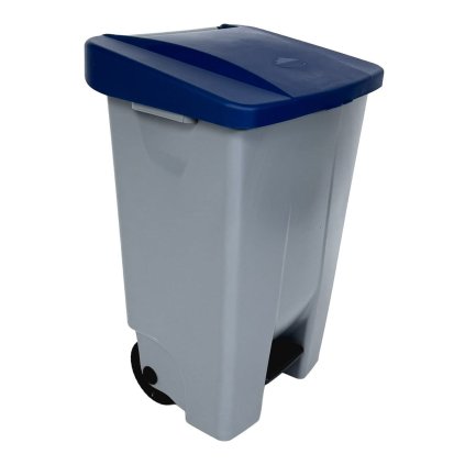 Denox nášlapný odpadkový koš na tříděný odpad 120 L, modré víko, s kolečky