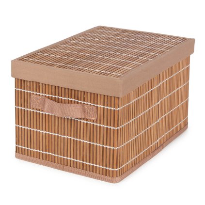 Compactor skládací úložný box s víkem NAGO - M, bambus v látkou, karton_01