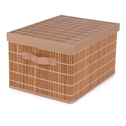 Compactor skládací úložný box s víkem NAGO, bambus s látkou_01