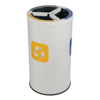 Bílý koš na tříděný odpad STREAM DUO s vnitřní kovovou nádobou 3 x 20 L