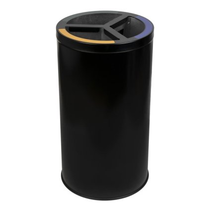 Koš na tříděný odpad STREAM TRIO s vnitřní kovovou nádobou 3 x 20 L černá nerez
