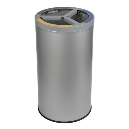 Koš na tříděný odpad STREAM TRIO s držákem pytlů, 3 x 25 L šedá nerez