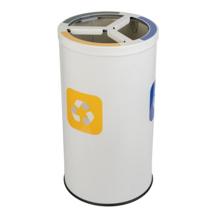 Koš na tříděný odpad STREAM TRIO s držákem pytlů, 3 x 25 L bílá nerez