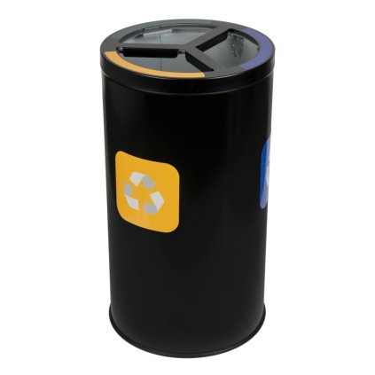 Koš na tříděný odpad STREAM TRIO s držákem pytlů, 3 x 25 L, nerez černá