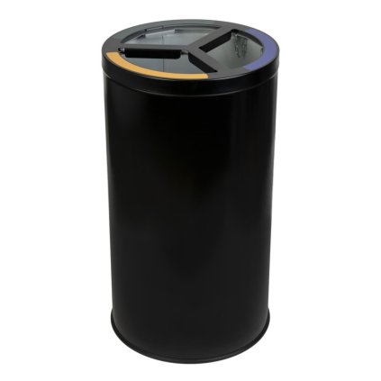 Koš na tříděný odpad STREAM TRIO s držákem pytlů, 3 x 25 L, nerez černá