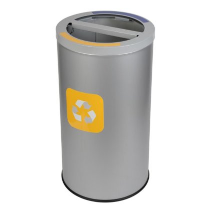 Šedý koš na tříděný odpad STREAM DUO s držákem pytlů 2 x 35 L