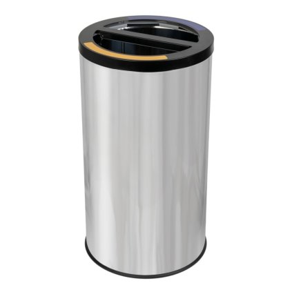 Lesklý nerez koš na tříděný odpad STREAM DUO s držákem pytlů 2 x 35 L