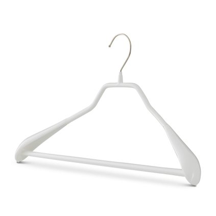 MAWA kovové ramínko BODYFORM, protiskluzové, s tyčí, rozšířené konce, 42 cm, bílé, 5 ks