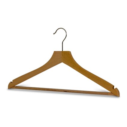 MAWA dřevěné ramínko PROFI, se zářezy a kalhotovou tyčí, 45 cm, přírodní