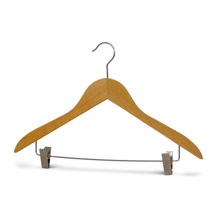 MAWA dřevěné ramínko BUSINESS, s klipy na kalhoty, 45 cm, přírodní