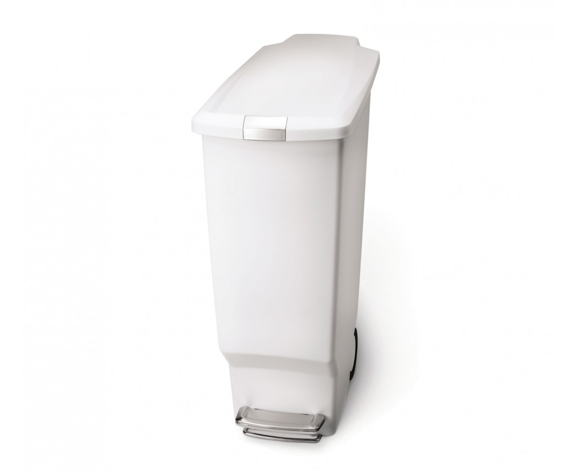 Levně Pedálový odpadkový koš Simplehuman – 40 l, úzký, bílý plast