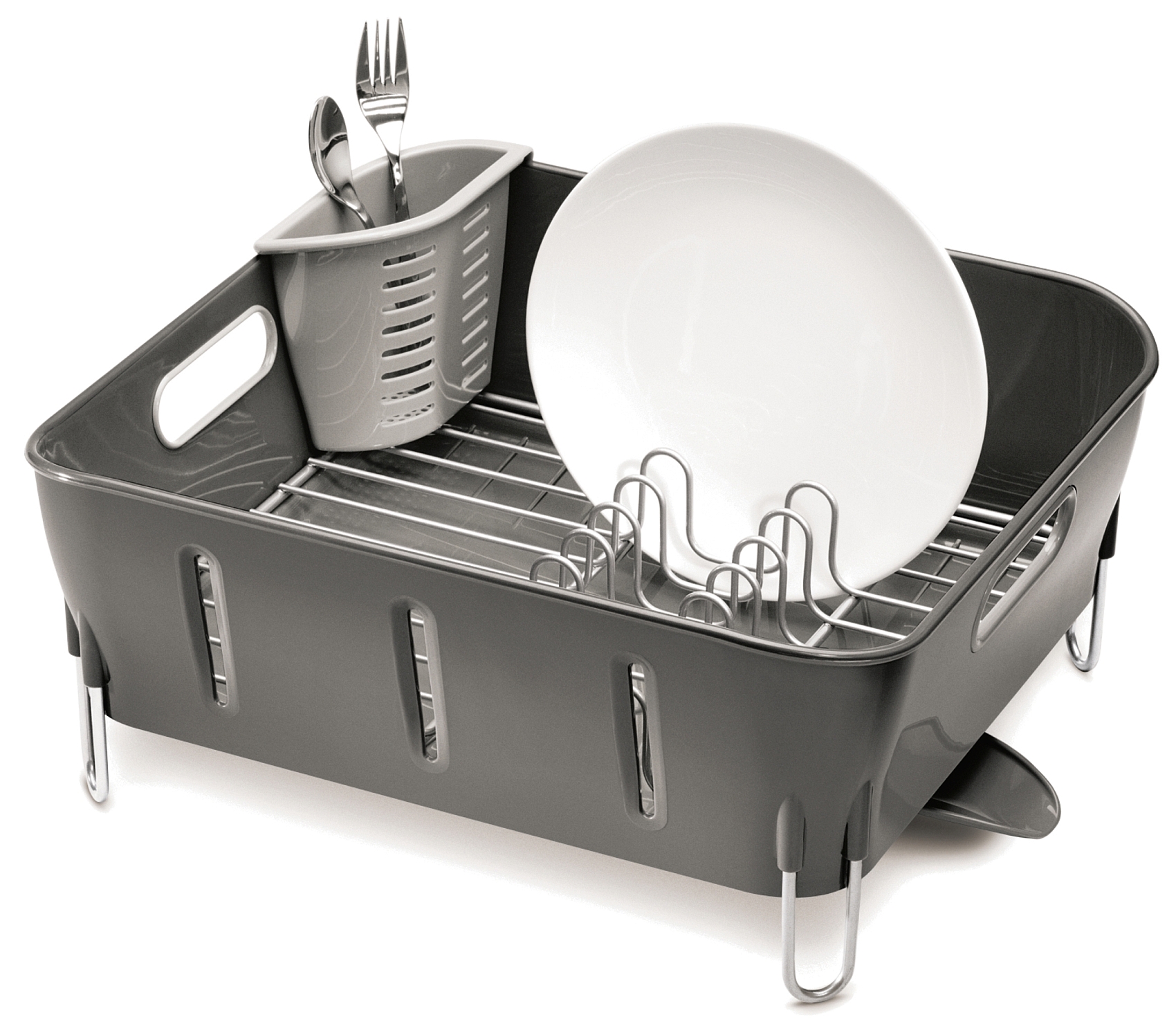 Levně Odkapávač na nádobí Simplehuman – Compact, šedý plast
