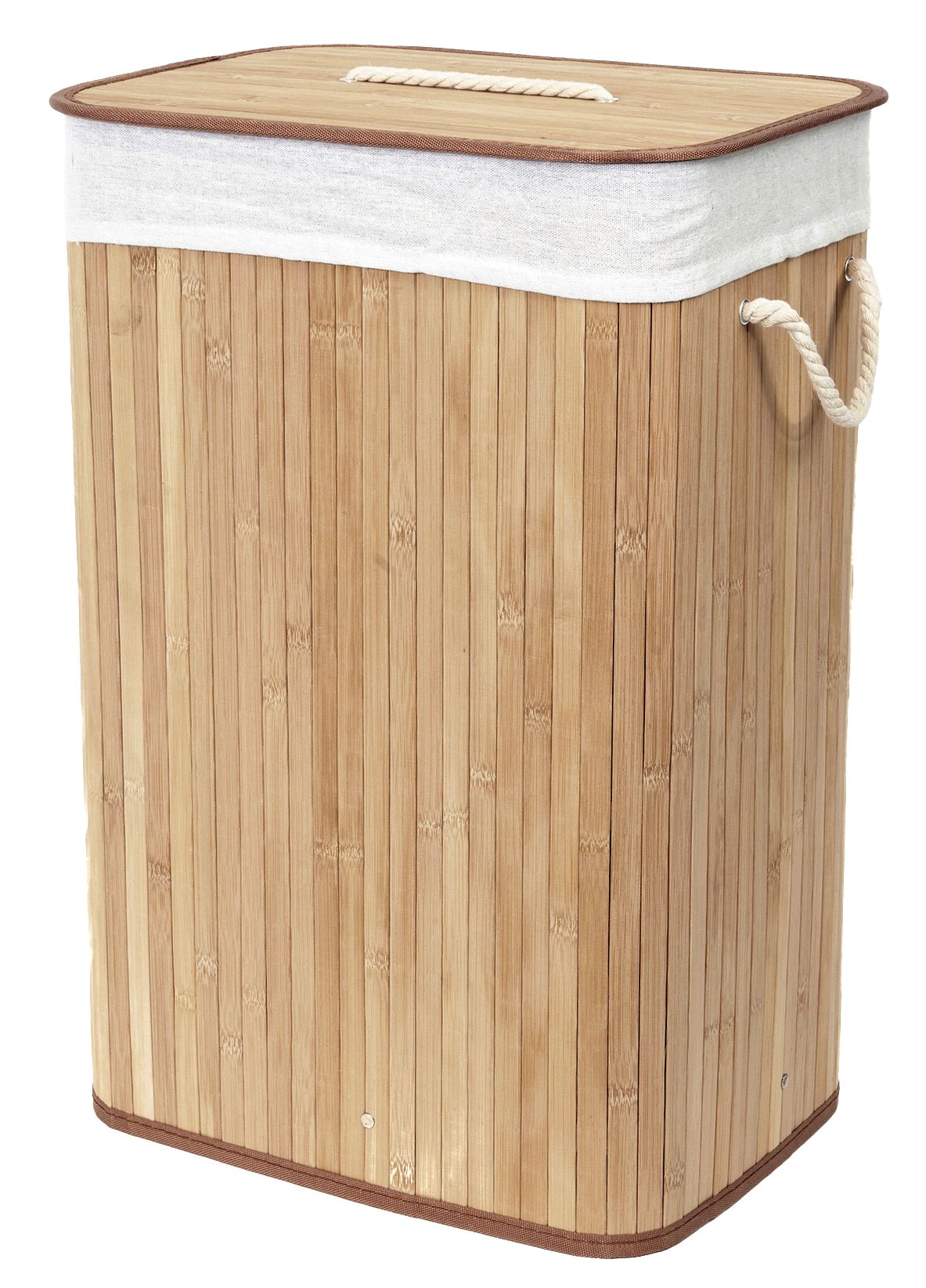 Levně Bambusový koš na prádlo s víkem Compactor Bamboo - obdélníkový, přírodní, 40 x 30 x v60 cm