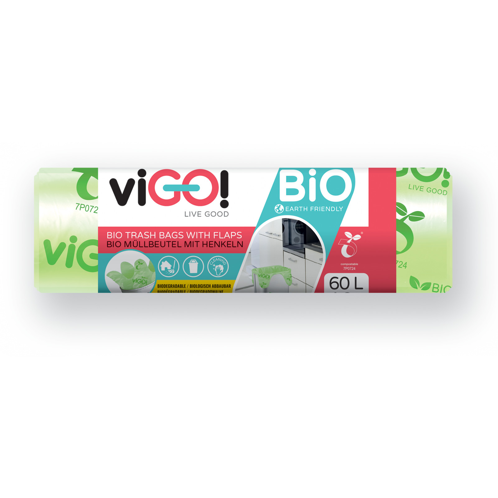 Levně Vigo BIO sáčky do košů s uchy, 60 l, 60x70 cm, 17 mc, Bio, kompostovatelné, 10 ks