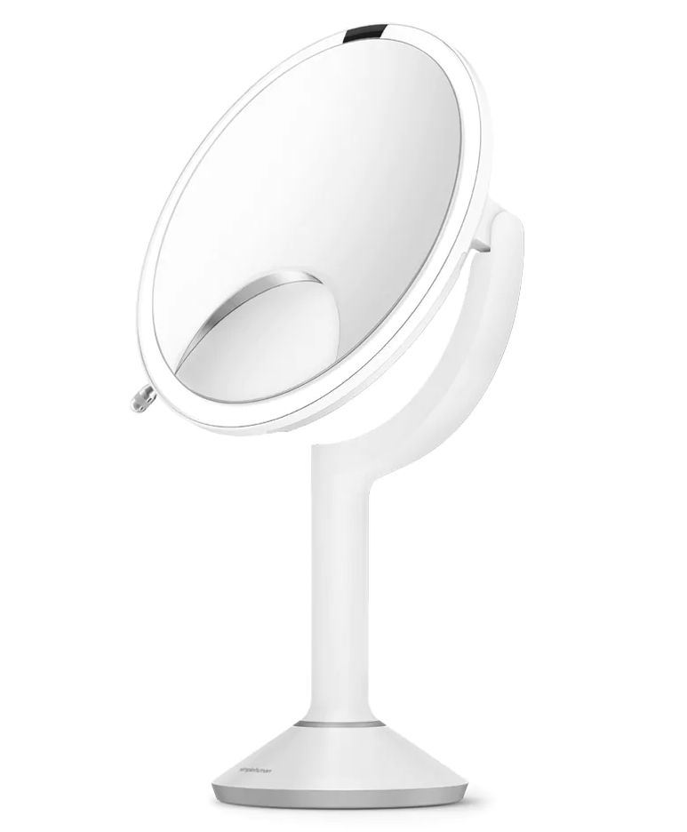 Levně Kosmetické zrcátko Simplehuman Sensor TRIO, LED osvětlení, 1x/5x/10, dobíjecí, bílá nerez